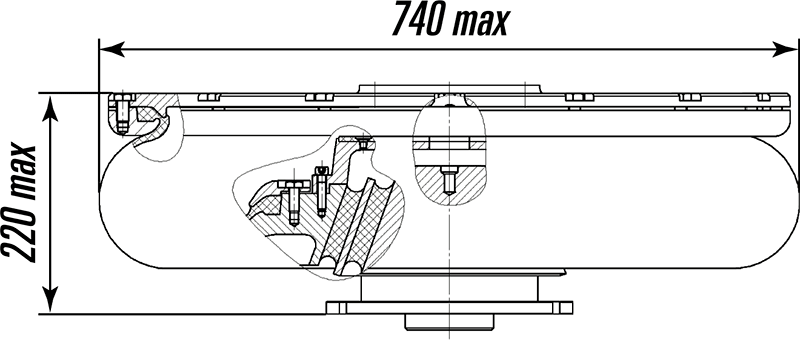 Пневморессора ПР-220-115 с РКО модели Н-708